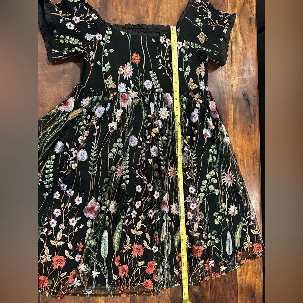 Torrid Black Floral Off-Shoulder mini Dress embroidered sheer size 1x 14 16 - Picture 10 of 11